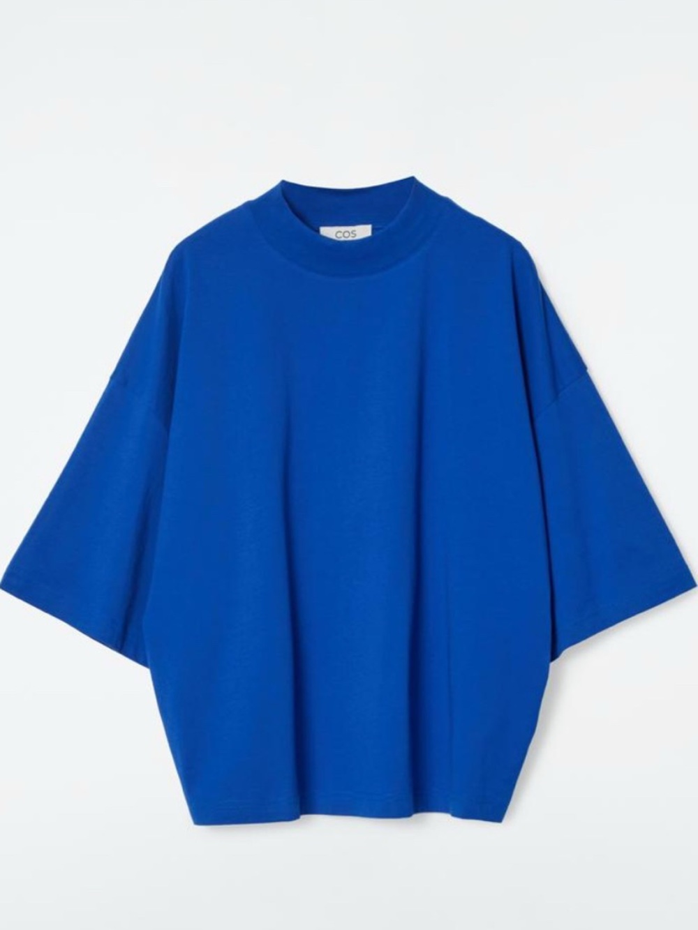COS Blue Regular Boxy Mock-neck T-shirt